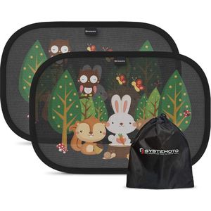Autozonwering met UV-bescherming voor Baby's - Set van 2 Dierenmotieven voor Auto's