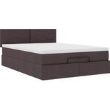 vidaXL - Bed - met - matras - 140x190 - cm - stof - donkerbruin