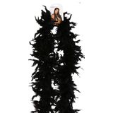 Atosa Carnaval verkleed boa met veren - zwart - 180 cm - 45 gram - Glitter and Glamour - verkleed accessoires
