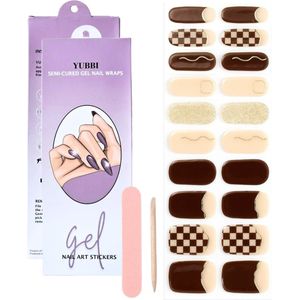 YUBBI Gellak Stickers - Gel Nail Wraps - Gelnagel Manicure - UV Nagelstickers - Classy Brown