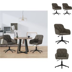 vidaXL Eetkamerstoelen - Donkergrijs - Fluweel - 56x61.5x(72-80)cm - Draaibaar - Eetkamerstoel