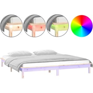 VidaXL Bedframe LED Massief Hout 150x200 cm - King Size