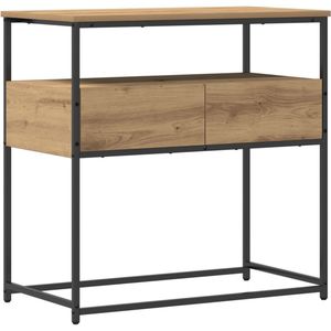 vidaXL - Console - Tafel - Artisan - Eik - 75x40x75 - cm - Gelaagd - Hout - en - Staal