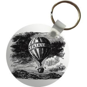 Sleutelhanger - Vintage - Luchtballon - Reizen - Plastic - Rond - Uitdeelcadeautjes