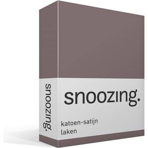 Snoozing - Katoen-satijn - Laken - Lits-jumeaux - 240x260 cm - Taupe