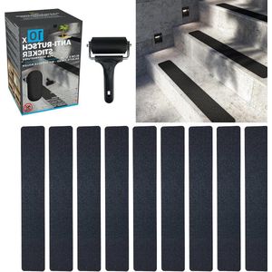 Anti-Slip Stickers Trappen Buiten - Set van 10 Zwart | Sterke Grip 90 x 15 cm | Speciaal Buitenoppervlak | Antislip Strip Bevestigingsroller