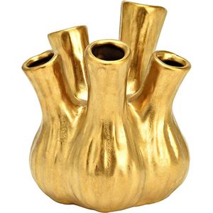 Bloemenvaas - tulpenvaas - goud - keramiek - L20 x B20 x H21 cm - toetervaas