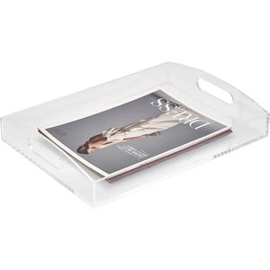 Dienblad Dienblad - L38 x B28cm Rechthoekig acryl dienblad, dienblad met handgrepen, transparant decoratief dienblad voor koffiehoek, keuken, keukentafel, kantoor, badkamer