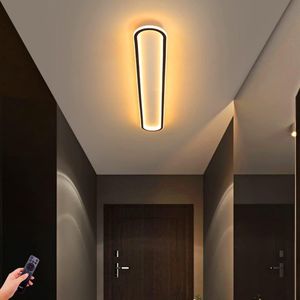 Dimbare LED Plafondlamp - Moderne Lange Plafondlamp voor Hal en Woonkamer, Met Afstandsbediening, 120cm, Zwart