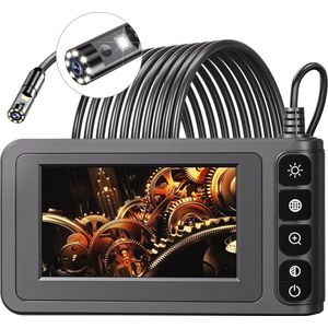 Verlichte endoscoop met dubbele lens en HD-inspectiecamera - 4,3 inch LCD, IP67 waterdicht, 8 LED-verlichting