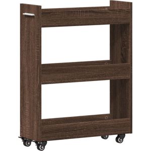 vidaXL Kast met wieltjes - Bruin Eiken - 60x22x79 cm Kast - Kasten - Bijzetkastje - Bijzetkast