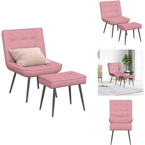 vidaXL Relaxstoel Met Voetenbank - Relaxstoelen Met Voetenbank - Stoel - Relaxstoel - Relaxstoel met voetenbank fluweel roze