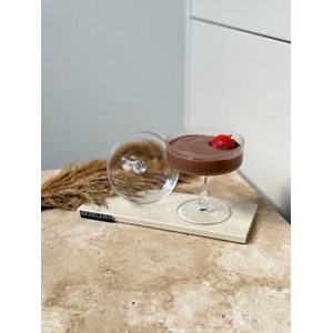 Ekselans – Geribbelde Dessertglazen op Voet – Handgemaakt – Set van 6 – 220 ml