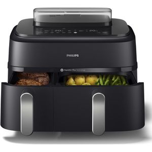 Philips 5000 Series Dual Basket Airfryer - NA551/00 - Stoomfunctie - Dubbele Mand - 9L - Tot 6 Personen