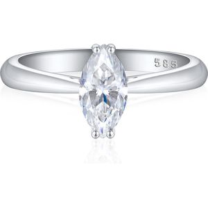Liana - 18k Witgouden Marquise Solitair Moissanite Ring - 1.8 karaat
