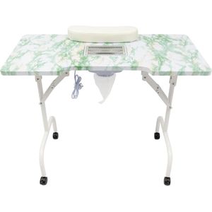 Manicure Tafel met Afzuiging – Nageltafel – Bureau – Op Wieltjes – Met 3 Stofzuigerzakken – Opvouwbaar – Met Draagtas – Groen - 90 x 40 x 72 cm