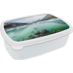 Broodtrommel Wit - Lunchbox - Brooddoos - Zee - Berg - Nieuw-Zeeland - 18x12x6 cm - Volwassenen