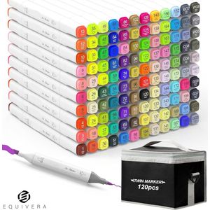 Equivera Twinmarkers Alcohol - Twinmarkers Alcohol - Alcohol Markers - Markeerstiften - Professionele Alcohol Markers - Markers - Kleurstiften - Dual-Tip Markers