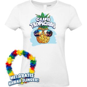Dames t-shirt Pineapple Head | Toppers in Concert 2024 | Club Tropicana | Hawaii Shirt | Ibiza Kleding | Wit Dames | maat S