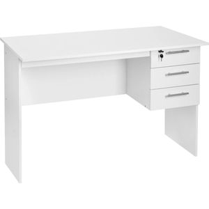 AllinShop® - Bureautafel - Computer Tafel - Met 3 Laden - Met Slot - Opslag Ruimte - Wit - Game Bureau - Game Tafel - Bureaustoel - Laptop Tafel - Met Kluis - 60x120x75CM