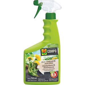 COMPO Anti-Onkruid & Anti-Mos Spray totaal - natuurlijke ingrediënten - eerste resultaten binnen 3 uur - spray 750 ml (7,5 m²)