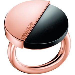 rosé stalen ring - Calvin Klein - maat 17.5 - Onyx - Uitverkoop Juwelier Verlinden St. Hubert – van €89,= voor €69,=