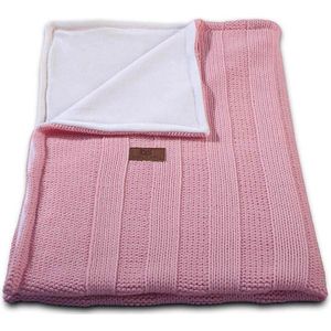 Baby's Only Gebreide ledikantdeken chenille - Baby deken Robust Rib - Oud roze