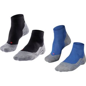 FALKE RU4 Short 2-Pack Hardloopsokken anti blaren, gemiddelde padding katoen multipack sportsokken heren veelkleurig - Maat 44-45