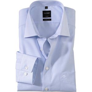 OLYMP Luxor modern fit overhemd - mouwlengte 7 - blauw met wit geruit - Strijkvrij - Boordmaat: 37