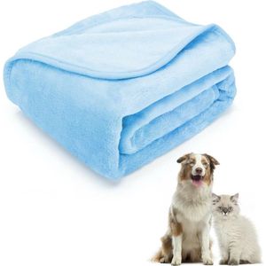 Nobleza Dierendeken - Pluche deken - Hondendeken - Kattendeken - Deken hond - Deken kat - Blauw - Maat S