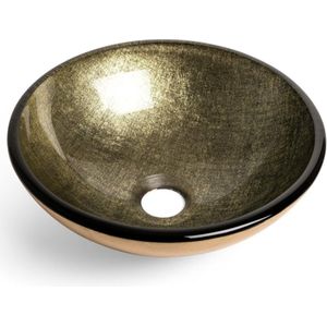 FugaFlow Efficiente Arredo Limone Waskom - 30x10,5cm - rond - gehard glas - goud groen
