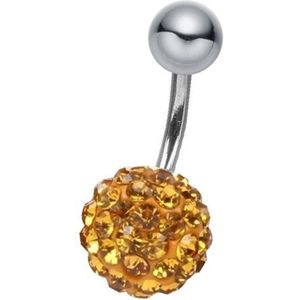 Fako Bijoux® - Navelpiercing - Disco Dots - 8mm - Goudgeel