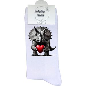 Dinosauriers - Opkikker - Grappige sokken - Valentijn cadeau - Verjaardag cadeau - Sint cadeau - Leuke sokken - Dino - Vrolijke sokken - Cadeautje - Grappig cadeau - Hart - Kerstcadeau - Vaderdag - Moederdag - Socks maken Happy - 37-44