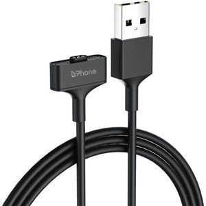DrPhone ION3 - Magnetisch USB Oplaad Kabel - Geschikt voor Fitbit ionic -Charger + Lader Adapter – 1M- Zwart