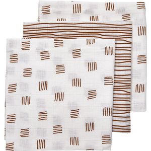 Meyco - Hydrofiele doeken 3-pack - Block Stripe - Camel - 70x70 cm