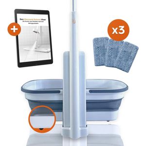 HiPurify 4-in-1 Dweilsysteem met spray en opvouwbare emmer met wieltjes - Dweilset - Vloerwisser - Dweil - Dweilsysteem met wringer