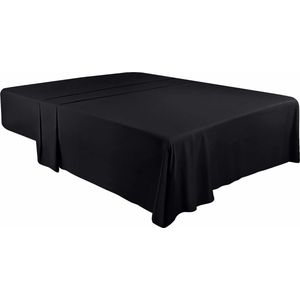 Bedlaken zonder elastiek, laken voor bed van zachte geborstelde microvezel, 167 x 243 cm, laken voor bed 90 x 190 cm, plat blad, zachte geborstelde microvezel, zwart