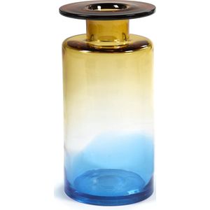 Serax Vaas Wind & Fire Glas Blauw-Amber L 18,5 x B 18,5 x H 40 CM