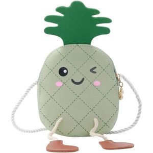 Schoudertas Ananas Groen - Crossbody - Kind - Meisje - Schoudertasje - Ritssluiting - Beentjes