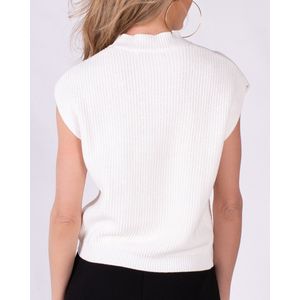 Dames trui offwhite katoen turtle neck mouwloos - DELHI.