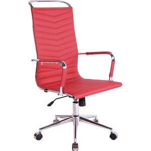 CLP Batley Bureaustoel - Voor volwassenen - Met armleuningen - Ergonomische - rood Kunstleer