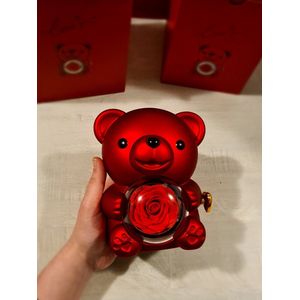 Beer met Draaibare Buik – Roosje & Sieradendoosje – Origineel Moederdagcadeau – Decoratief & Lief Geschenk