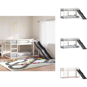 vidaXL Stapelbed - Stapelbedden - Bedframe - Kinderbedframe - Stapelbed met glijbaan en ladder grenenhout wit 90x190 cm