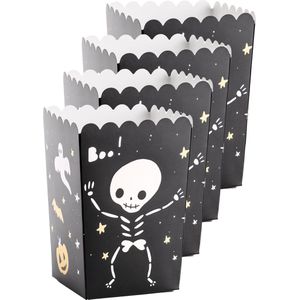 Partydeco Popcorn/snoep bakjes - 24x - Halloween thema - karton - 7 x 7 x 12 cm - trick or treat