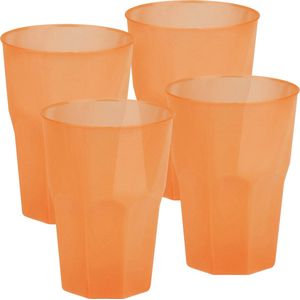 Santex drinkglazen frosted - oranje - 24x - 420 ml - onbreekbaar kunststof - Cocktailglazen