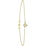 Lucardi Dames Armband 3 sterren - 14 karaat goud - Armband - Cadeau - Moederdag - 18 cm - Geelgoud