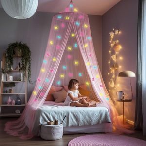 Roze Glow in the Dark Eenhoorn Klamboe - Hemelbed voor Kinderkamer of Volwassenen - Eenhoorn Sluier Hemeltje en Bedtent - Baby Muggennet Bedhemel Decoratie canopy bed mosquito net