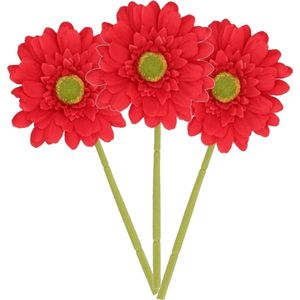 DK Design Kunstbloemen boeket Gerbera - 8x - 72cm - rood - Real Touch - kunst zijdebloemen