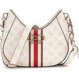 Guess Nelka Top Zip Crossbody Dames Schoudertas - Cream Logo