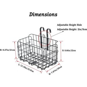 Fietsmand Vooraan Afneembaar Metaal In Hoogte Verstelbare Fietsmand Voorfietsmand Fietsaccessoires voor Stadsfiets, Cruiserfiets